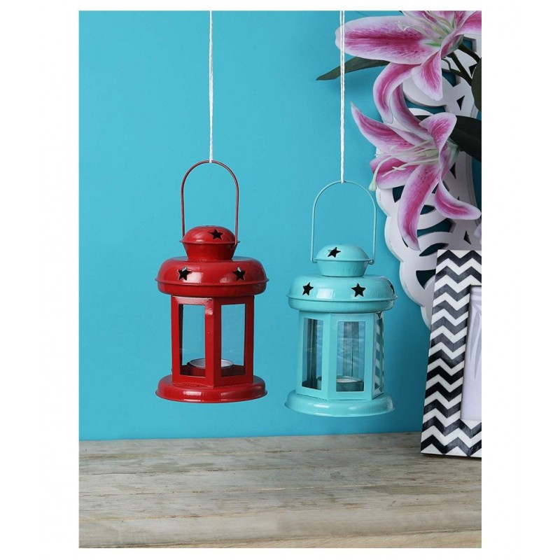 Being Nawab Table Top and Hanging Iron Tea Light Holder - Pack of 2