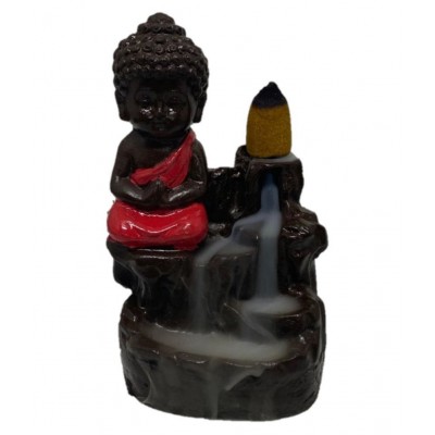 Bell's Craft Red Porcelain Monk Buddha Smoke Backflow - Pack of 1