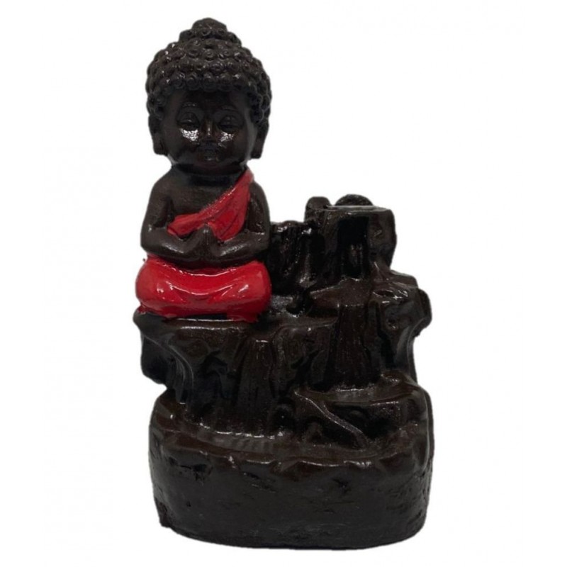 Bell's Craft Red Porcelain Monk Buddha Smoke Backflow - Pack of 1