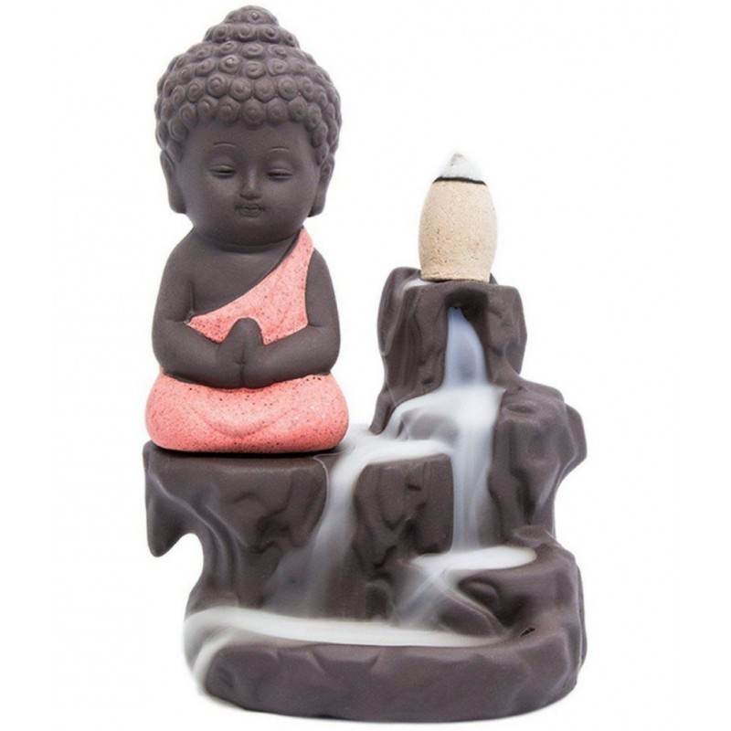 Bentag Brown Ceramic Monk Buddha Smoke Backflow - Pack of 1