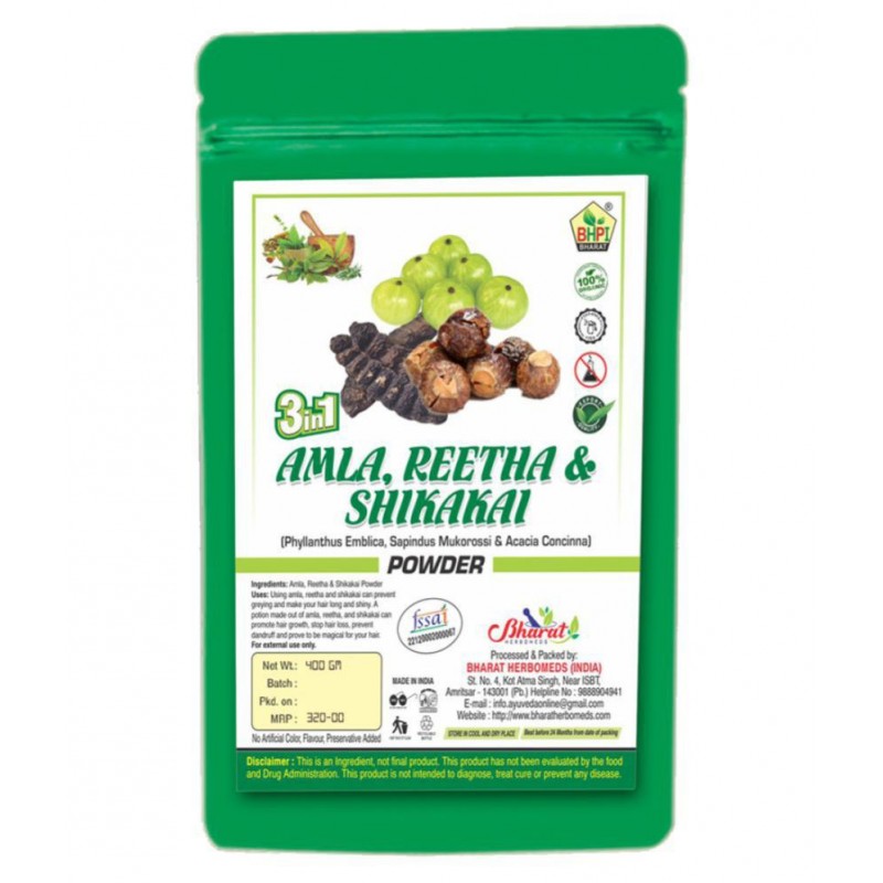 Bhpi Bharat Amla, Reetha, Shikakai Powder 3 in 1 Powder 400 gm