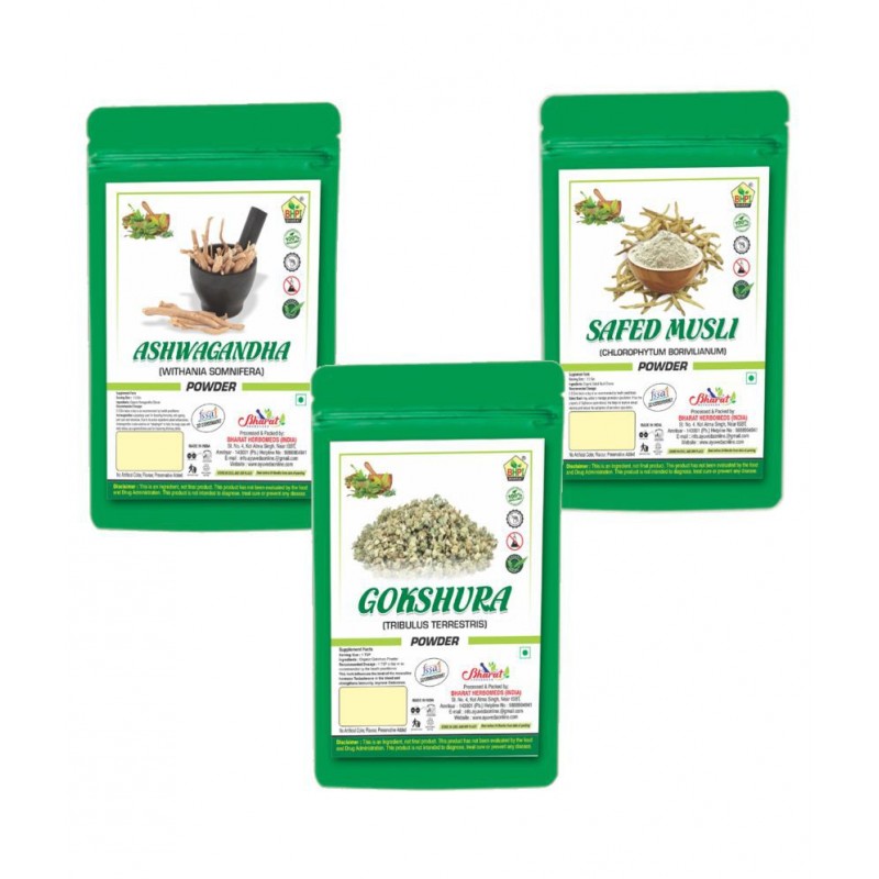 Bhpi Bharat Ashwagandha, Safed Musli, Gokshura combo Powder 300 gm