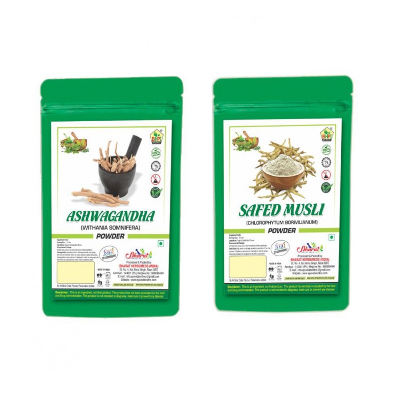 Bhpi Bharat Ashwagandha and Safed Musli (100gm Each) Powder 200 gm