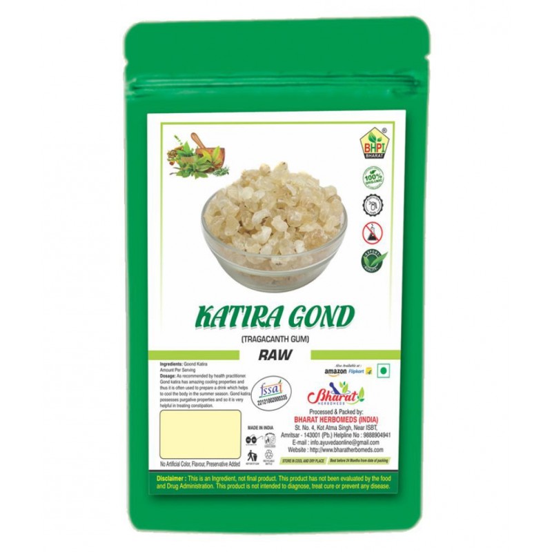 Bhpi Bharat Katira Gond | Tragacanth Gum | Edible Raw Herbs 200 gm