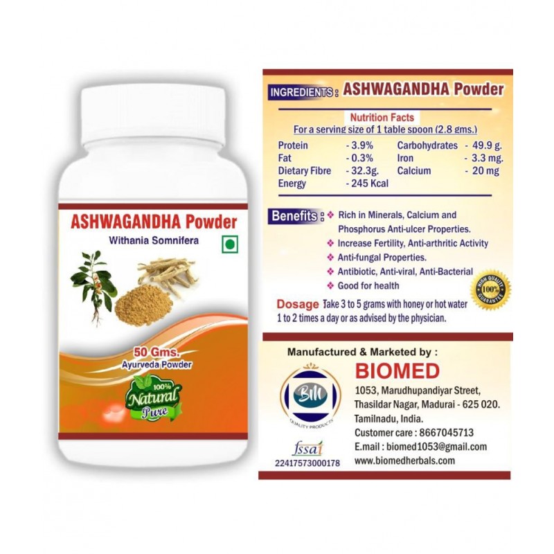 BioMed Ashwagandha Powder 50 gm Pack Of 2