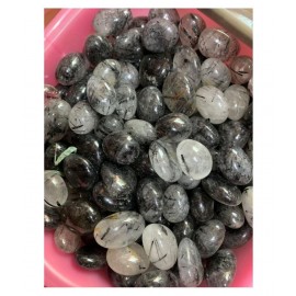 Black & White Rutilated Quartz Natural Agate Tumble Stone Black & White Rutilated Quartz Natural Agate Tumble Stone