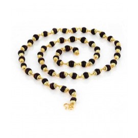 Black 5 Mukhi Rudraksha Mala/Rudraksh Mala With Gold Plated Cap Black 5 Mukhi Rudraksha Mala/Rudraksh Mala With Gold Plated Cap