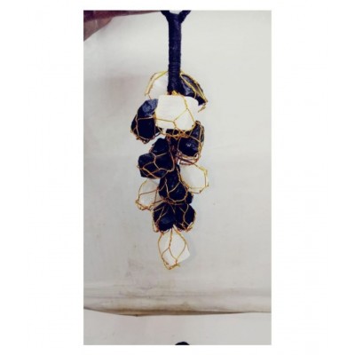 Black Tourmaline With White Salenite Hanging