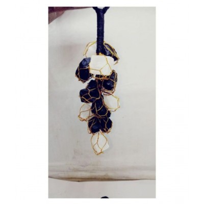 Black Tourmaline With White Selenite Hanging