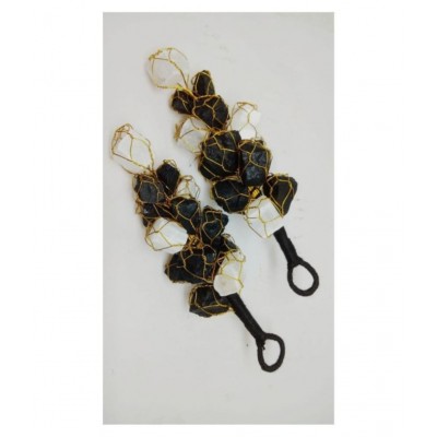 Black Tourmaline With White Selenite Hanging