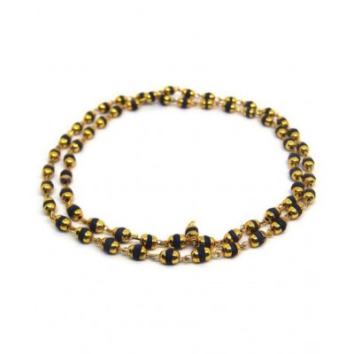 Black Tulsi Beads Mala In Brass made Golden Self Design Caps Black Tulsi Beads Mala In Brass made Golden Self Design Caps