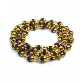 Black Tulsi Beads Mala In Brass made Golden Self Design Caps Black Tulsi Beads Mala In Brass made Golden Self Design Caps