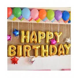 Blooms  Happy Birthday  Letter Foil Balloons Golden