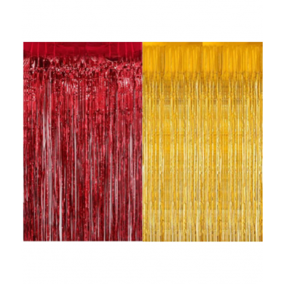 Blooms Event  Red  & Golden  theme  Haldi Ceremony Decoration Items  / HALDI CEREMONY, I LOVE YOU Foil Letters, Foil Curtains, Red Heart Balloons ( Pack of 33)