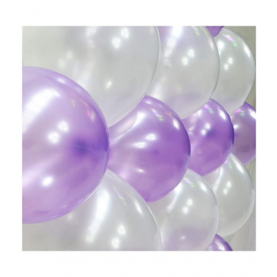 Blooms Event Latex Metallic Balloon ( Purple + white) with Balloon Pump