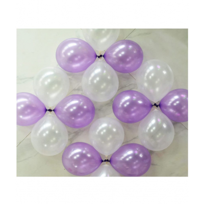 Blooms Event Latex Metallic Balloon ( Purple + white) with Balloon Pump