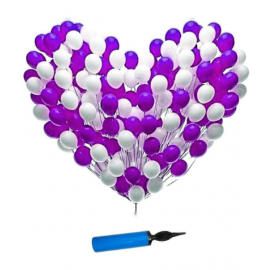 Blooms Event Latex Metallic Balloon ( Purple + white) with Balloon Pump