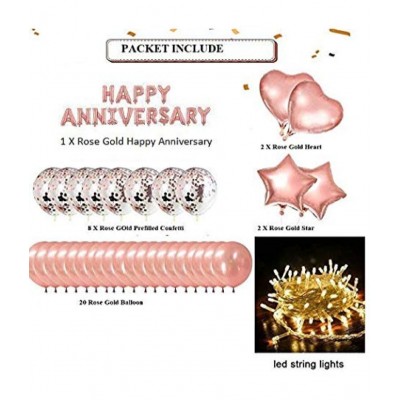 Blooms Event Rose Gold Anniversary Decorations Party Supplies Set (46 pc), Balloons, Banner Anniversary Party
