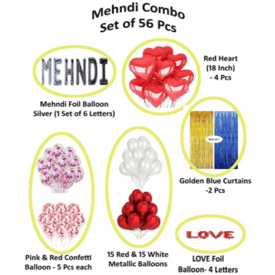 Blooms Event blue &golden    Mehendi Decoration Items Latex Balloons and Party Curtains for Background