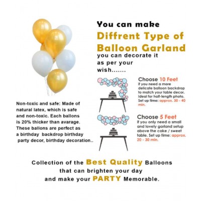 Blooms EventGolden & white  Happy Birthday Balloons Decorations Set - 63Pcs