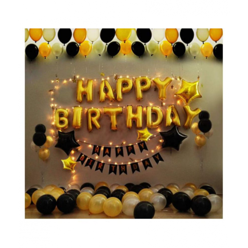 Blooms Happy Birthday Royal Balloons Decoration Kit Items Combo-42Pcs