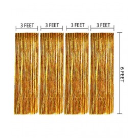 Blooms Mall Golden Metallic Foil Curtain Pack of 4 for happy birthday decoration item, birthday decoration kit, birthday balloon decoration combo for Boys, Girls, Kids, husband and Wife.