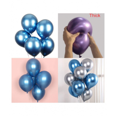 Blooms Vibrant Colous Combo Pack of 100 Balloons - Blue & Silver Balloon Combo