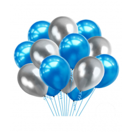 Blooms Vibrant Colous Combo Pack of 100 Balloons - Blue & Silver Balloon Combo