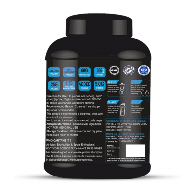 Body Core Science Mass Trix Advance 3 kg Mass Gainer Powder