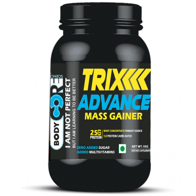 Body Core Science Trix Advance Mass Gainer 1 kg Weight Gainer Powder Single Pack