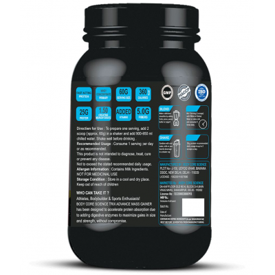 Body Core Science Trix Advance Mass Gainer 1 kg Weight Gainer Powder Single Pack