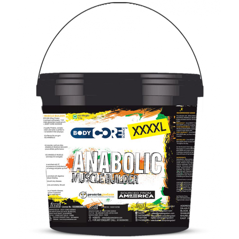 Body Core Science XXXXL Anabolic Muscle Builder 5 kg Mass Gainer Powder