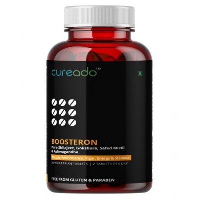 Boosteron Tablets Testosterone Supplement for Men with Pure Shilajeet, Gokshura, Safed Musli, & Ashwagandha for Strength, Stamina & Vitality (30 Tablets) Boosteron Tablets Testosterone Supplement for Men with Pure Shilajeet, Gokshura, Safed Musli, & Ashwagandha for Strength, Stamina & Vitality (30 Tablets)