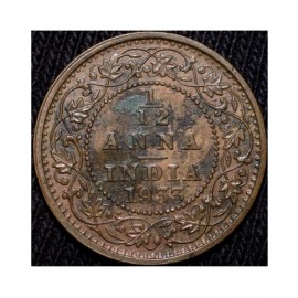 Bronze 1/12 Anna of George V (AD 1933) of Calcutta Mint BEAUTIFUL  Grade CUTE COIN Bronze 1/12 Anna of George V (AD 1933) of Calcutta Mint BEAUTIFUL  Grade CUTE COIN