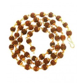 Brown 5 Mukhi Rudraksha Mala With Gold Plated Cap Five Face Rudraksha Gold Plated For Japa & Wear Brown 5 Mukhi Rudraksha Mala With Gold Plated Cap Five Face Rudraksha Gold Plated For Japa & Wear