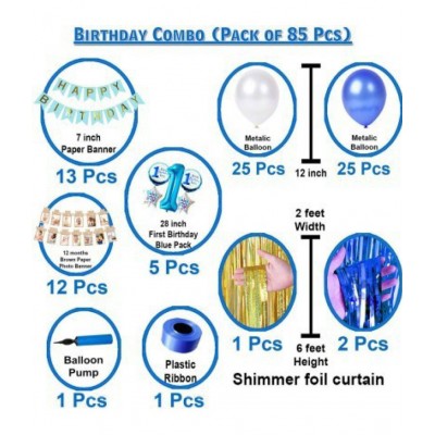 Bubble Trouble Baby boy First/1st Happy Birthday room/Wall Party Decorations Combo/Kit Pack blu