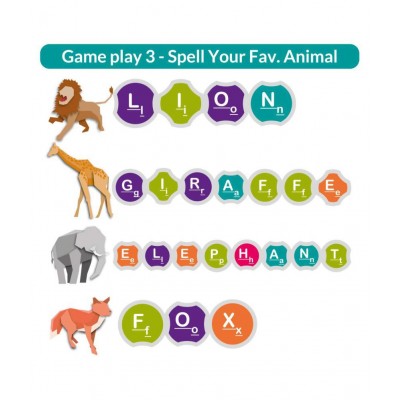 Butterflyfields Learn to Spell Toys for Age 3+ Boys Girls | Animals with 60 Pictures, 60 Letters | 50+ Crossword Puzzles with Guide Book & Word Building Games & Spelling Puzzles