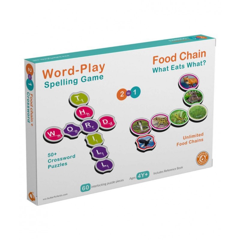 Butterflyfields Learn to Spell Toys for Age 3+ Boys Girls | Animals with 60 Pictures, 60 Letters | 50+ Crossword Puzzles with Guide Book & Word Building Games & Spelling Puzzles