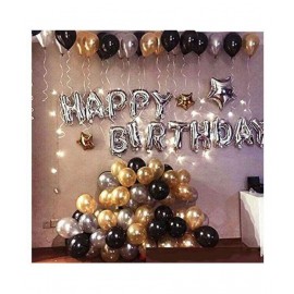 Buzz Happy Birthday Silver Foil Balloon+ 30 Metallic Balloons (Black, Gold and Silver) Buzz Happy Birthday Silver Foil Balloon+ 30 Metallic Balloons (Black, Gold and Silver)