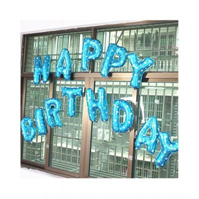 CC&S Happy Birthday ( Blue- Dotted) Letter Balloon (Blue, Pack of 13)