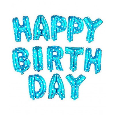 CC&S Happy Birthday ( Blue- Dotted) Letter Balloon (Blue, Pack of 13)