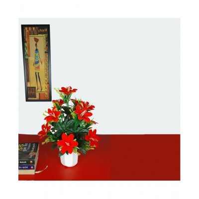 CHAUDHARY FLOWER Lily Red Flowers With Pot - Pack of 1