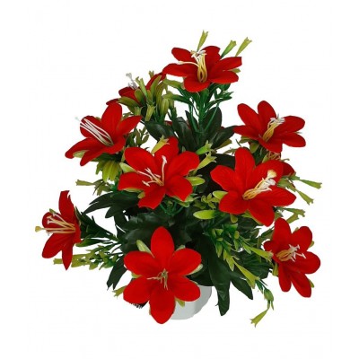 CHAUDHARY FLOWER Lily Red Flowers With Pot - Pack of 1