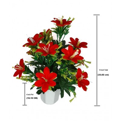 CHAUDHARY FLOWER Lily Red Flowers With Pot - Pack of 1