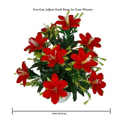 CHAUDHARY FLOWER Lily Red Flowers With Pot - Pack of 1