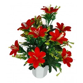 CHAUDHARY FLOWER Lily Red Flowers With Pot - Pack of 1