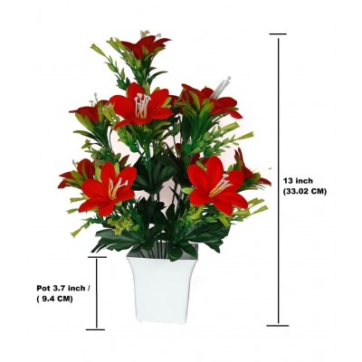 CHAUDHARY FLOWER Lily Red Flowers With Pot - Pack of 1