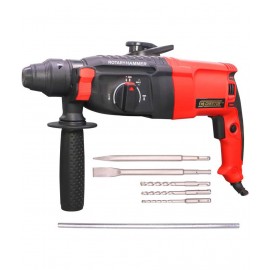 CHESTON 26 mm 850W 900RPM 3 Modes Rotary Hammer Drill Machine with 3-Piece Drill Bit and 2 Chisel (1 inches, Red)