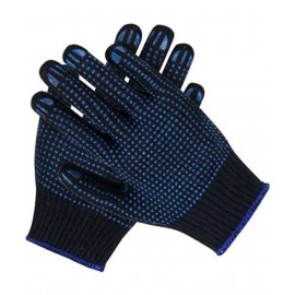 COTTON KNITTED DOTTED HAND GLOVES BLUE COLOR Cotton Safety Glove