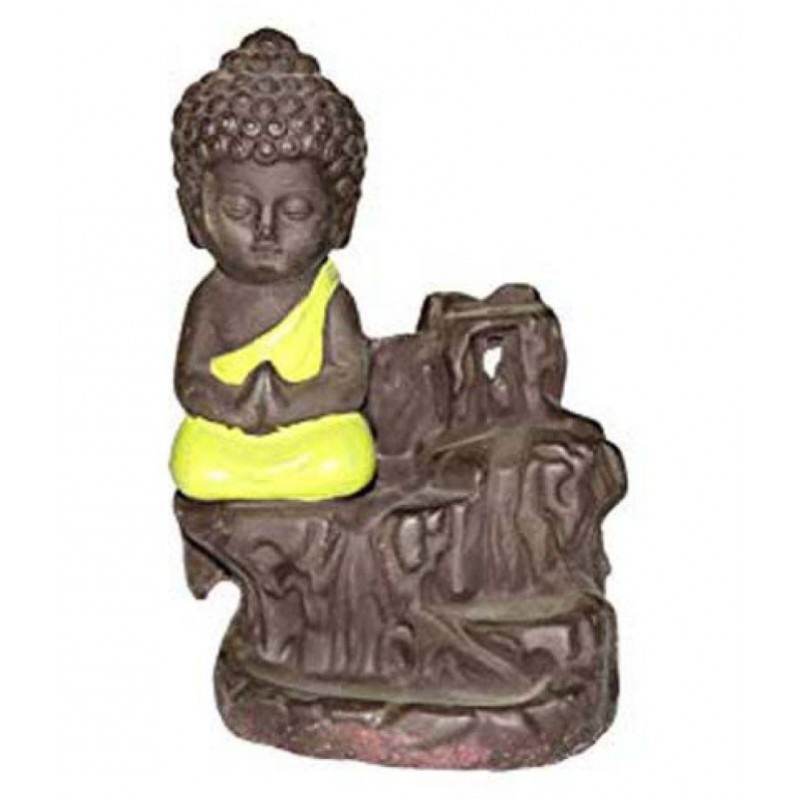 CSU Green Resin Monk Buddha Smoke Backflow - Pack of 1